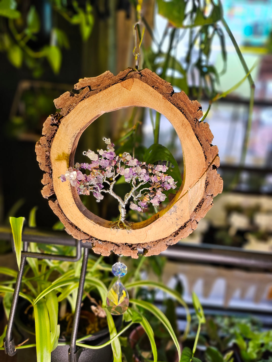 Handmade Gemstone and Wood Tree of Life Suncatcher