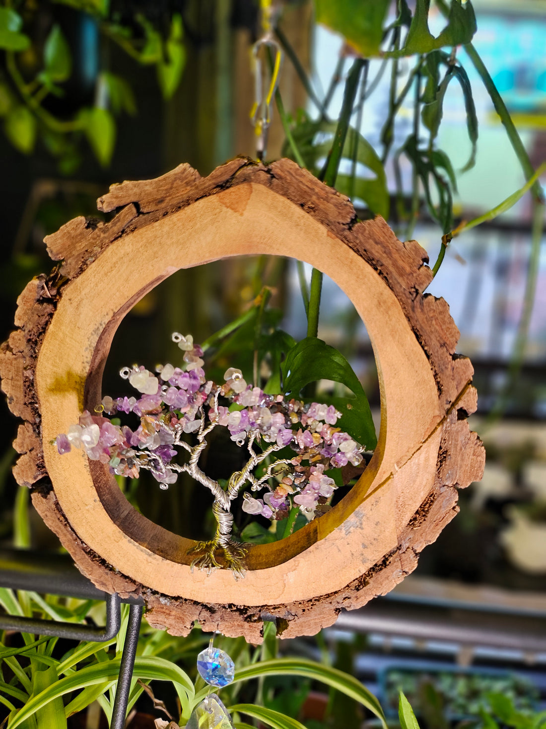 Handmade Gemstone and Wood Tree of Life Suncatcher