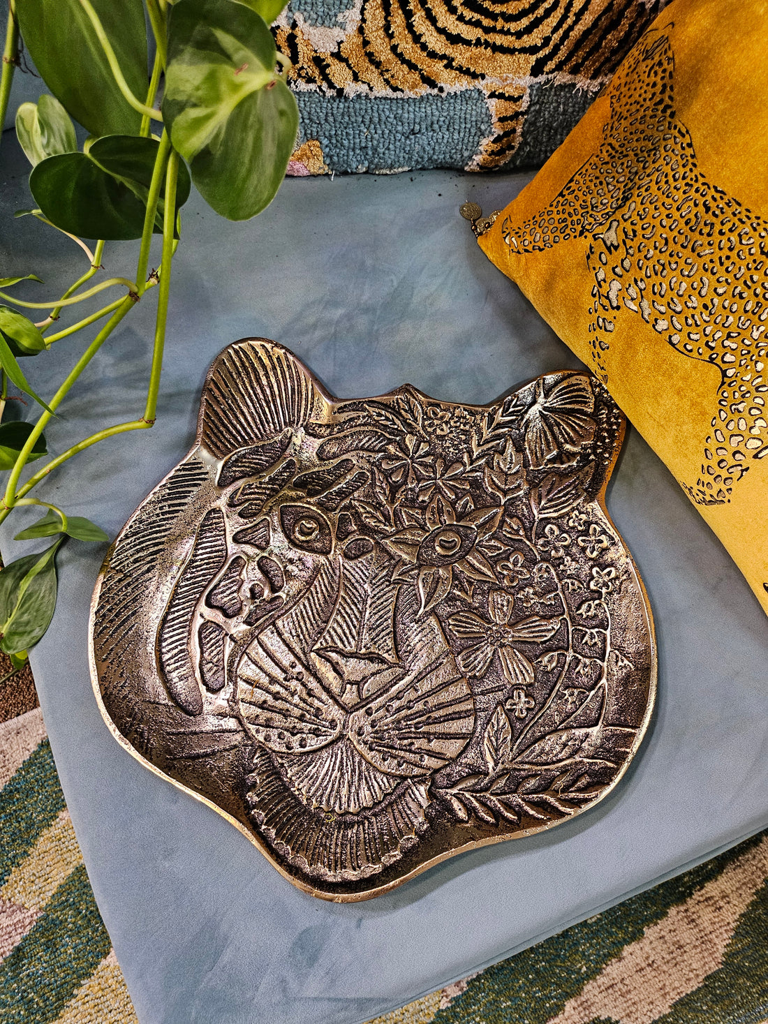 Tiger Embossed Metal Tray - Large