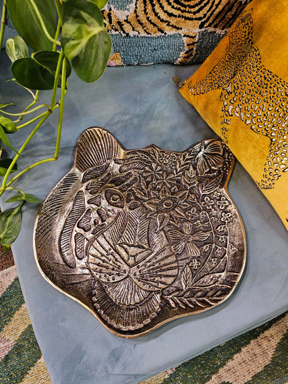 Tiger Embossed Metal Tray - Large