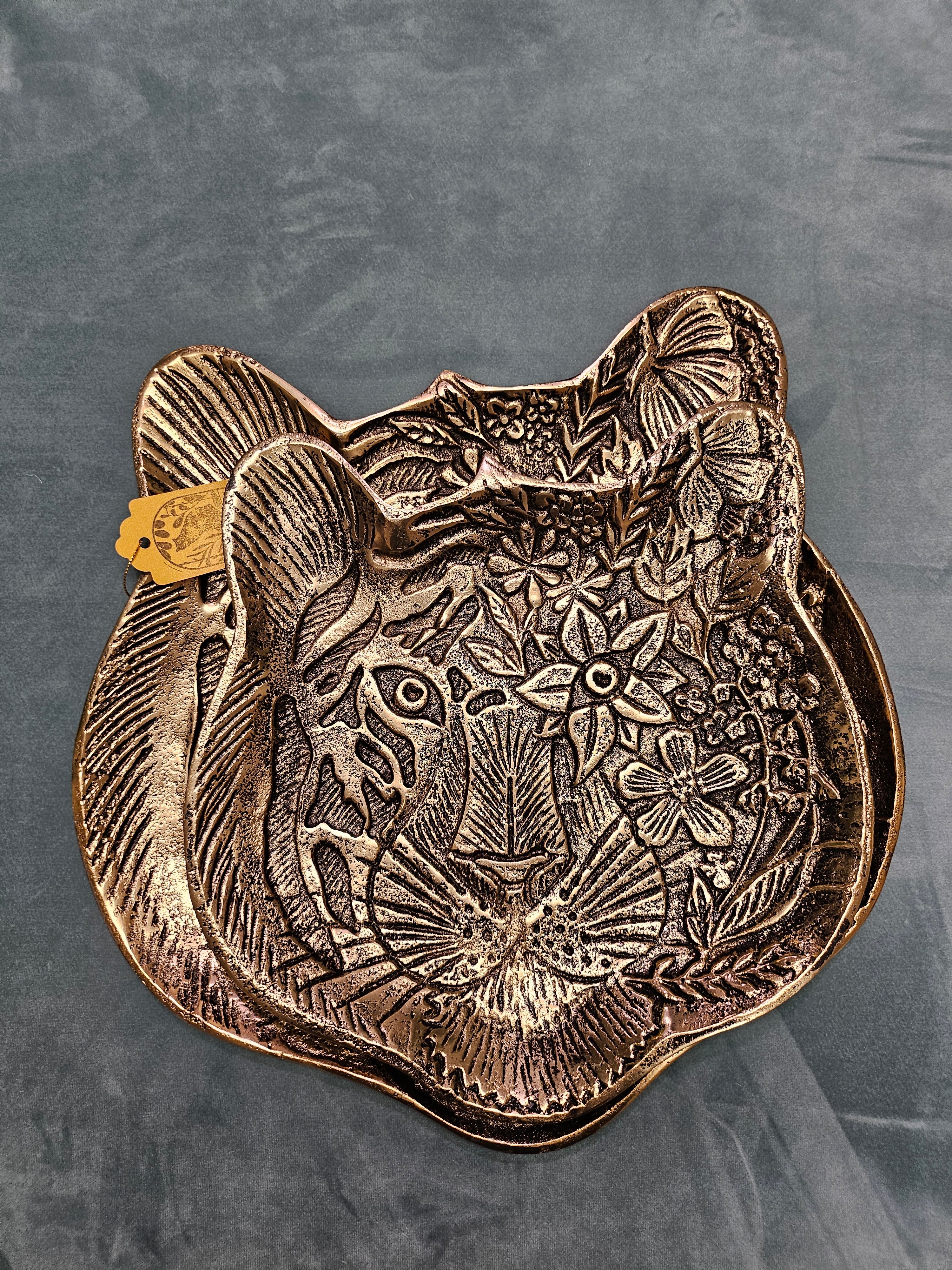 Tiger Embossed Metal Tray - Large