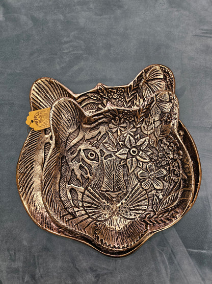 Tiger Embossed Metal Tray - Medium