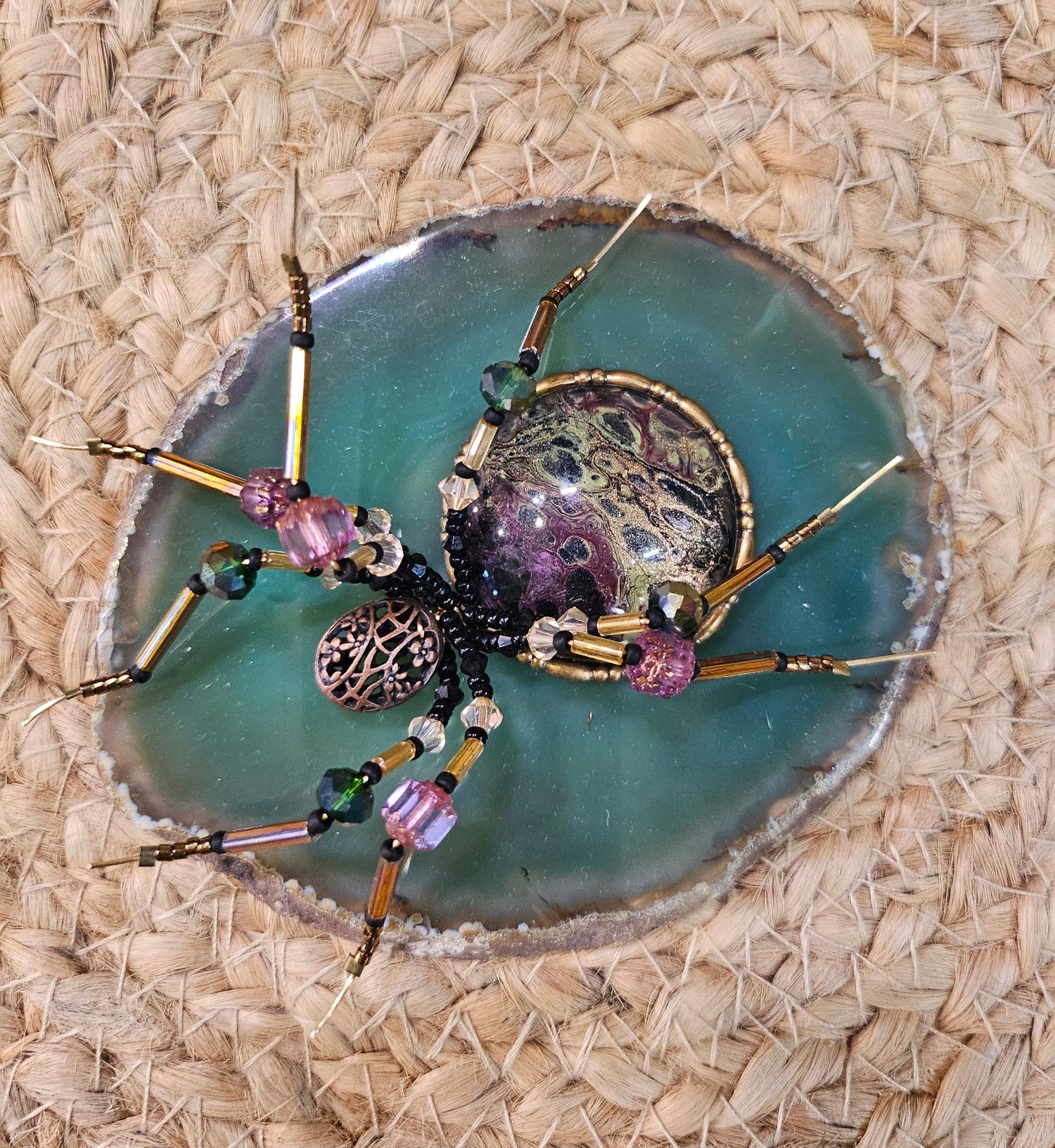 Discover KStonely’s Jeweled Insect and Creature Art on Semi-Precious Stone, featuring stunning 3D beaded sculptures. Crafted with glass crystals, agate, pearls, and fine beads on semi-precious stone. Each piece celebrates nature’s beauty. Perfect as decor or gifts.