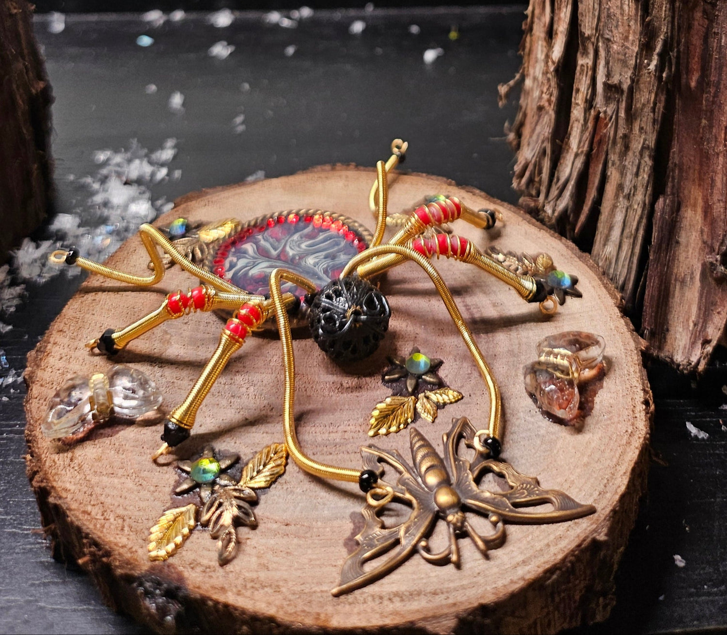 Discover KStonely’s Jeweled Insect and Creature Art on Black Walnut Base featuring stunning 3D beaded sculptures. Crafted with glass crystals, agate, pearls, and fine beads, each piece celebrates nature’s beauty. Perfect as decor or gifts for insect lovers, these unique stone and bead creations add charm to any space.