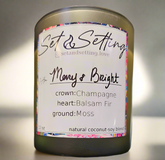 Merry and Bright 12oz Candle by Set & Setting Love features a festive blend of champagne, balsam fir, and moss in an elegant evergreen glass jar. Made with a natural coconut-soy wax blend, it offers a cleaner, longer burn. Perfect for celebrations, self-care, and gifting, it adds warmth and luxury to any space.