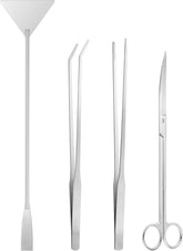 Enhance your terrarium or plant scaping with our 4-in-1 Terrarium Tools Kit, designed for precision and ease. Perfect for trimming delicate plants, arranging moss, or shaping landscapes. This versatile set includes a 10.5" curved scissor, 10" straight and curved tweezers, and a 12.5" sand spatula.