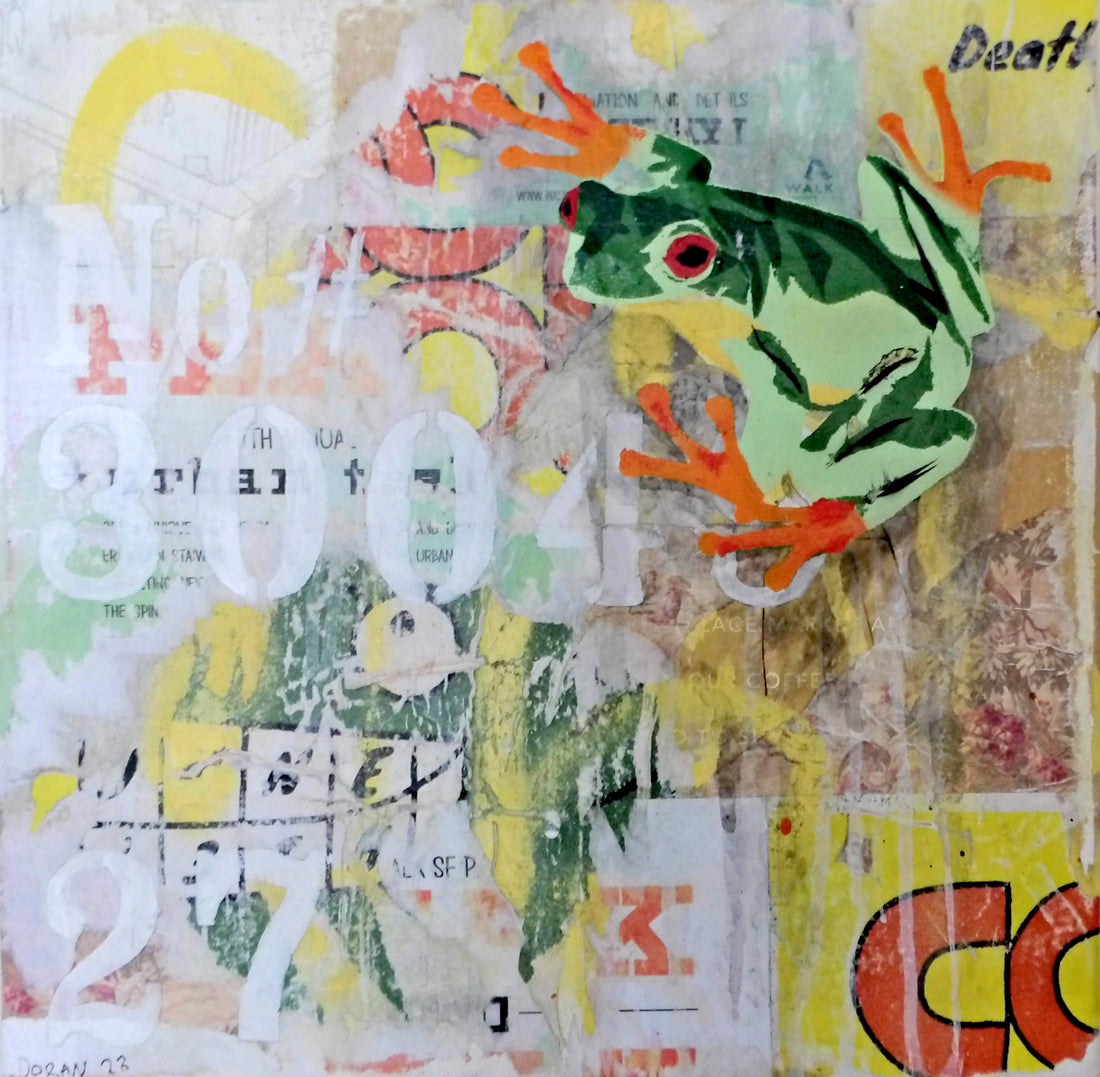 Tree Frog 12&quot;x12&quot; Mixed Media Art